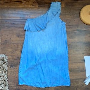 One shoulder jean dress